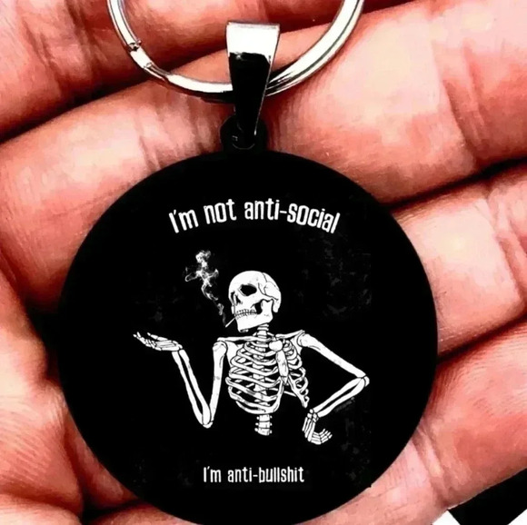 I'm not anti Social I'm anti B Hot Keychains - Picture 1 of 1